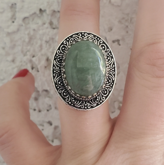 New Amazonite Antique Design 925 Silver Statement Ring. - Picture 5 of 13